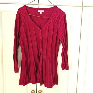 Croft & Barrow Burgundy Cardigan, Size Medium, New